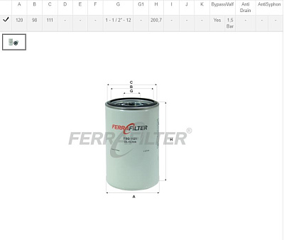 Фильтр масляный Fera Filter FSO1121 (263G1-07011/B7217/P550596)