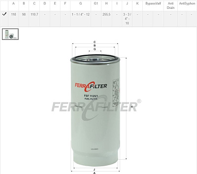 Фильтр топливный Fera Filter FSF1125/1 (P553200/BF1288-O)
