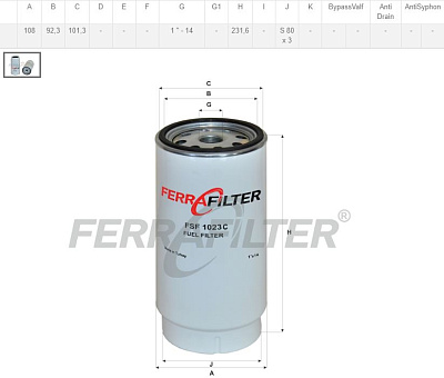 Фильтр топливный Fera Filter FSF1023C (P550778/BF1383-O)